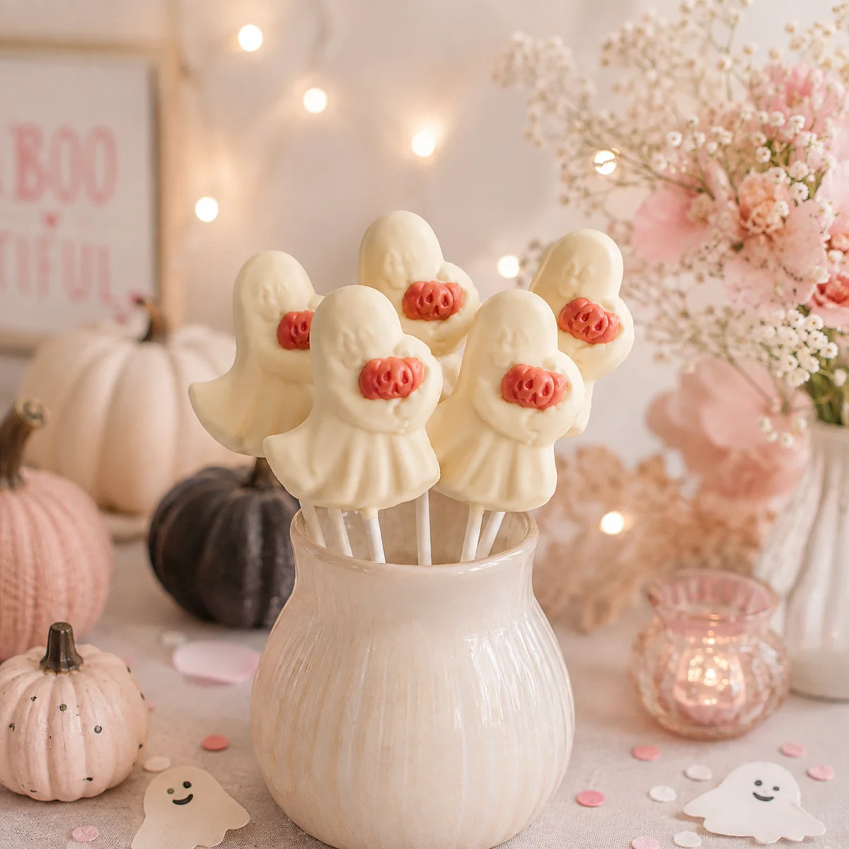 Ghost with Pumpkin Pollylop® — Chocolate Lollipop