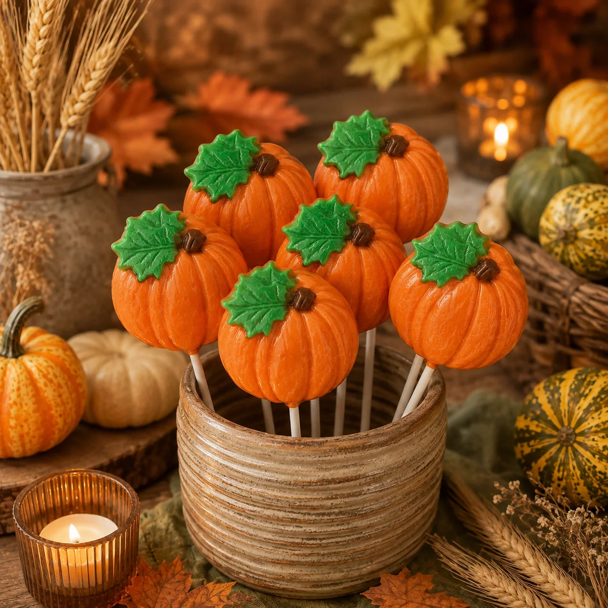 Pumpkin Round Pollylop® — Chocolate Lollipop