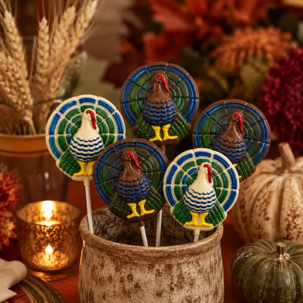 Turkey with Tail Pollylop® — Chocolate Lollipop