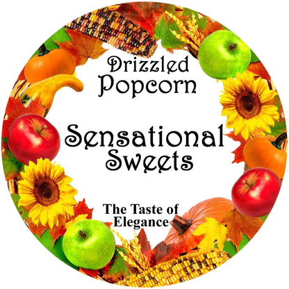 Chocolate Drizzled Popcorn — Clear Gift Bag with Bow, 1/2 lb. | Sensational Sweets