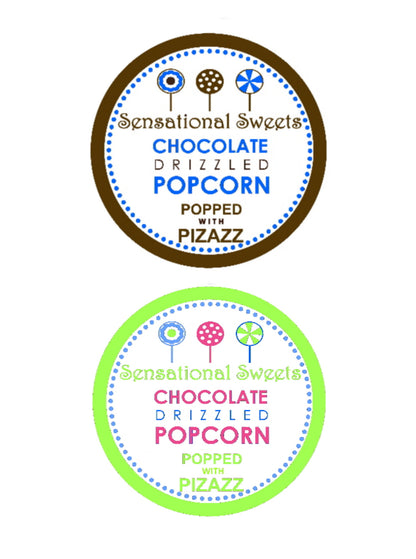 Chocolate Drizzled Popcorn — Clear Gift Bag with Bow, 1/2 lb. | Sensational Sweets