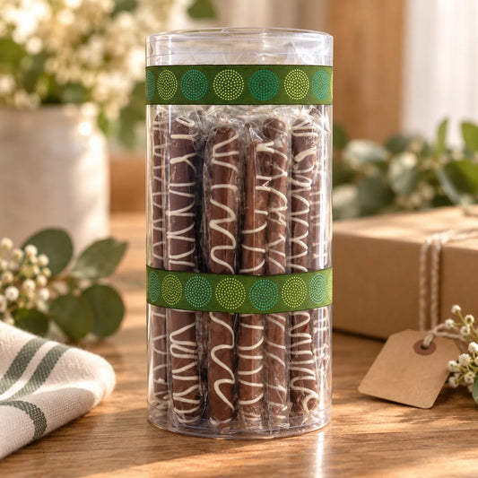 Chocolate Pretzel Rods — Refillable Cylinder, 28 Count