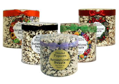 Gourmet Chocolate Drizzled Popcorn (7 oz. Tub With Bow )