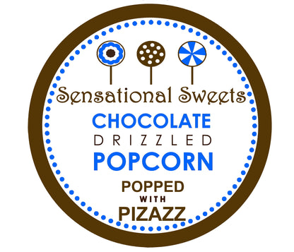 Chocolate Drizzled Popcorn — Molded Canister, 3/4 lb. | Sensational Sweets Gourmet