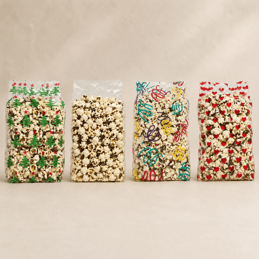 Chocolate Drizzled Popcorn — Gift Bag, 3 oz. | Sensational Sweets