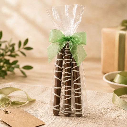 Chocolate Pretzel Rods — 3-Piece with Bow
