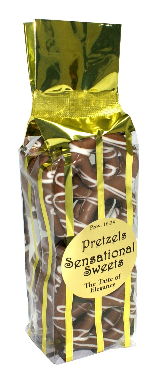 Gourmet Chocolate Dipped Pretzels — Bag of 8, Print Bag