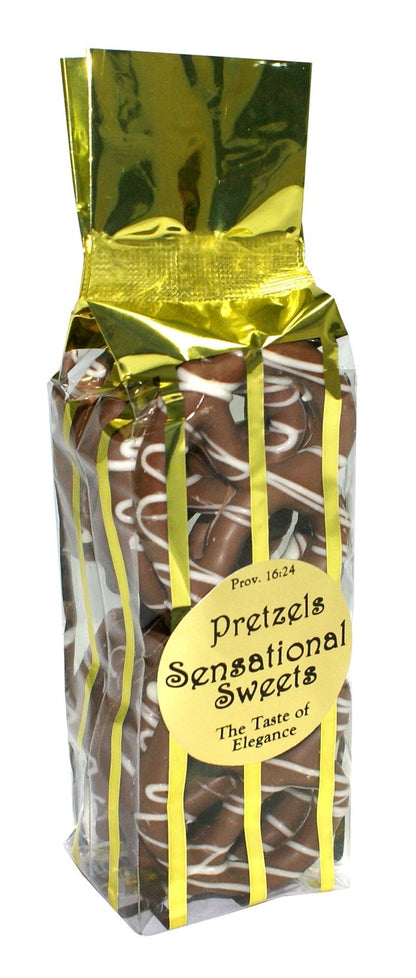 Gourmet Chocolate Dipped Pretzels — Bag of 8, Print Bag