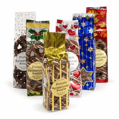 Gourmet Chocolate Dipped Pretzels — Bag of 8, Print Bag