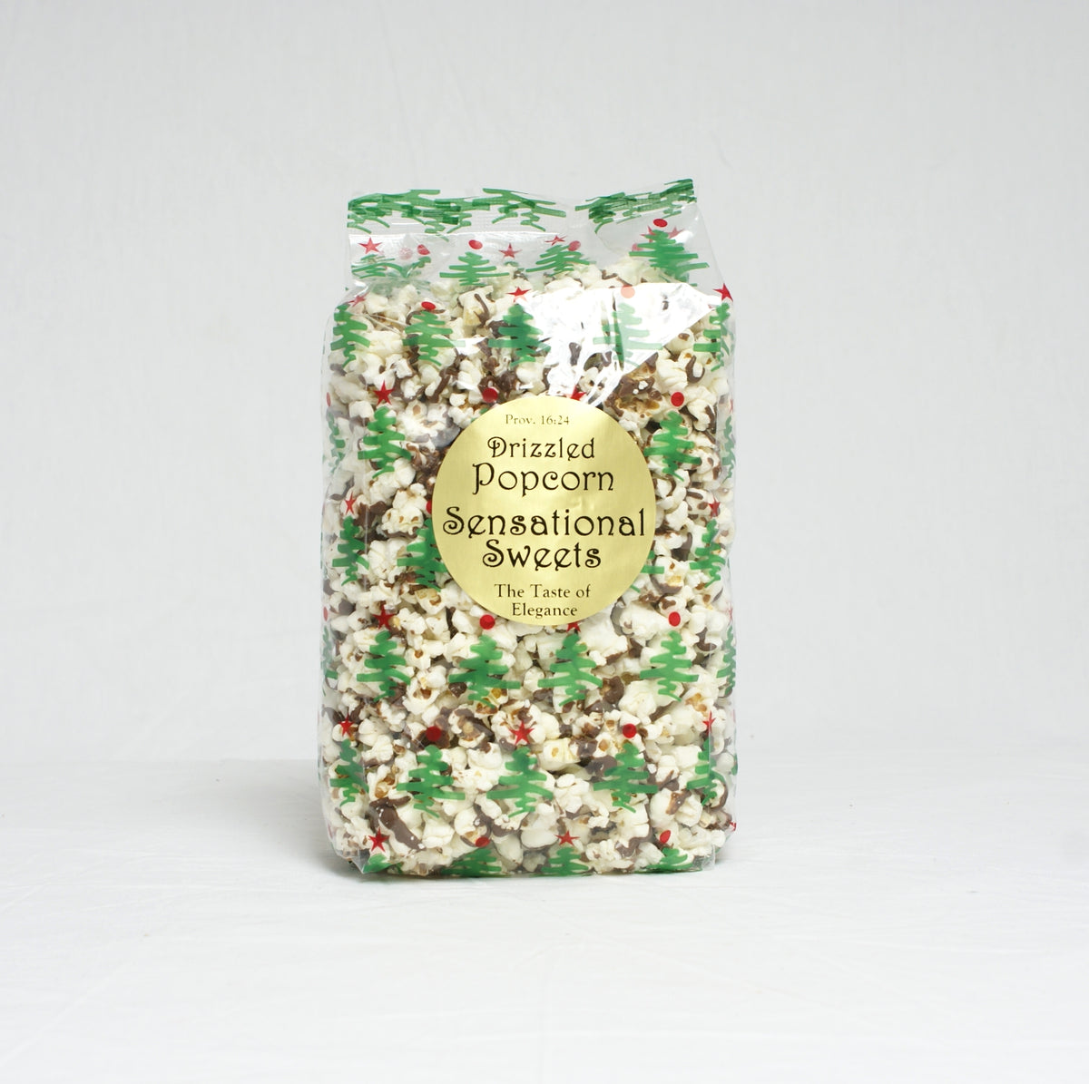 Chocolate Drizzled Popcorn — Seasonal Gift Bag, 1/2 lb. | Sensational Sweets