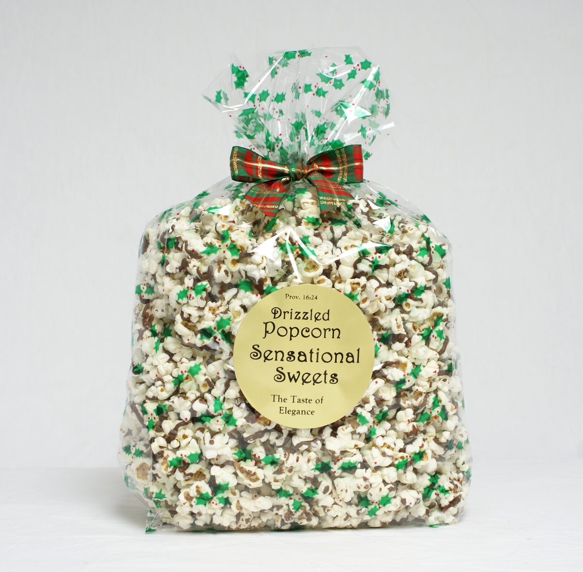 Chocolate Drizzled Popcorn — Gift Bag with Bow, 1 lb.
