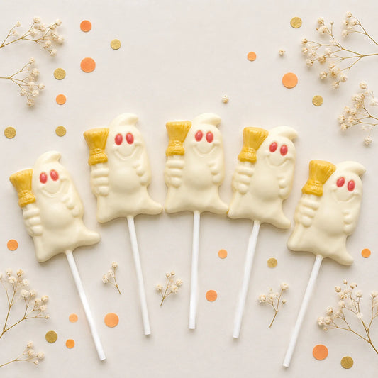 Ghost with Broom Pollylop® — Chocolate Lollipop