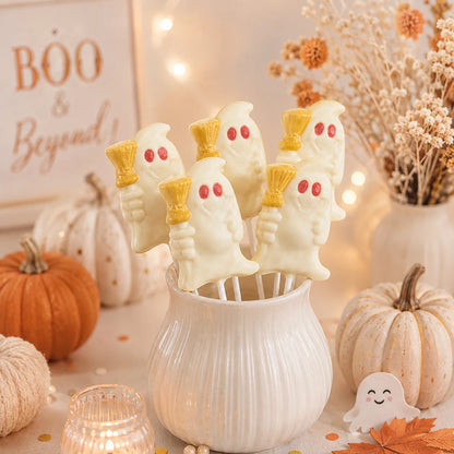 Ghost with Broom Pollylop® — Chocolate Lollipop