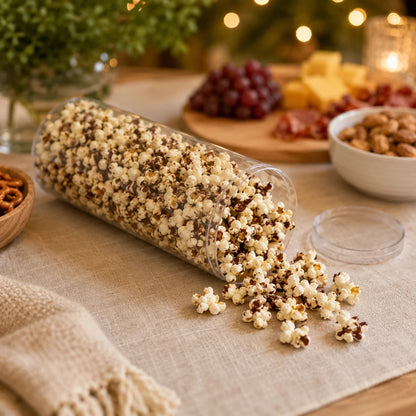Chocolate Drizzled Popcorn — Tube with Ribbon, 1/2 lb.