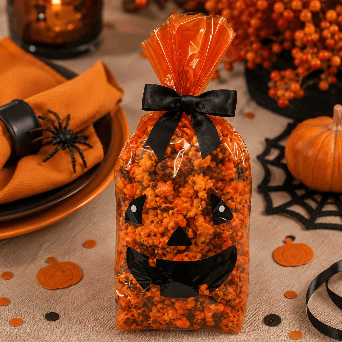 Chocolate Drizzled Popcorn — Small Bag with Bow, 3 oz.| Sensational Sweets Gourmet