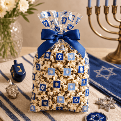 Chocolate Drizzled Popcorn — Small Bag with Bow, 3 oz.| Sensational Sweets Gourmet