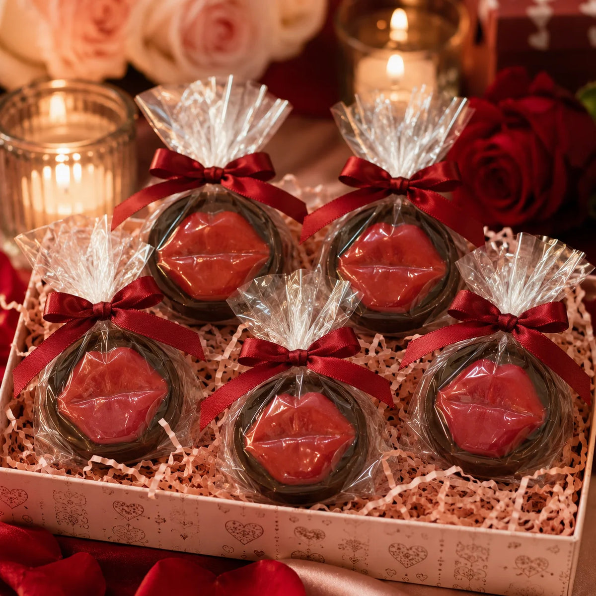 Gourmet Chocolate Molded Oreo® — Lips, Gift Bag with Bow