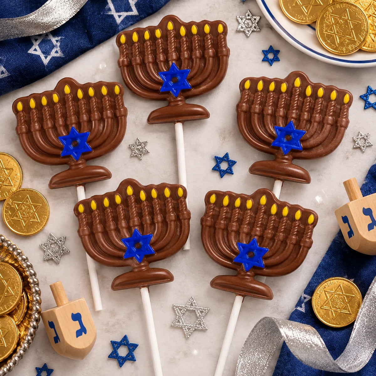 Hanukkah Menorah Chocolate Lollipop | Sensational Sweets