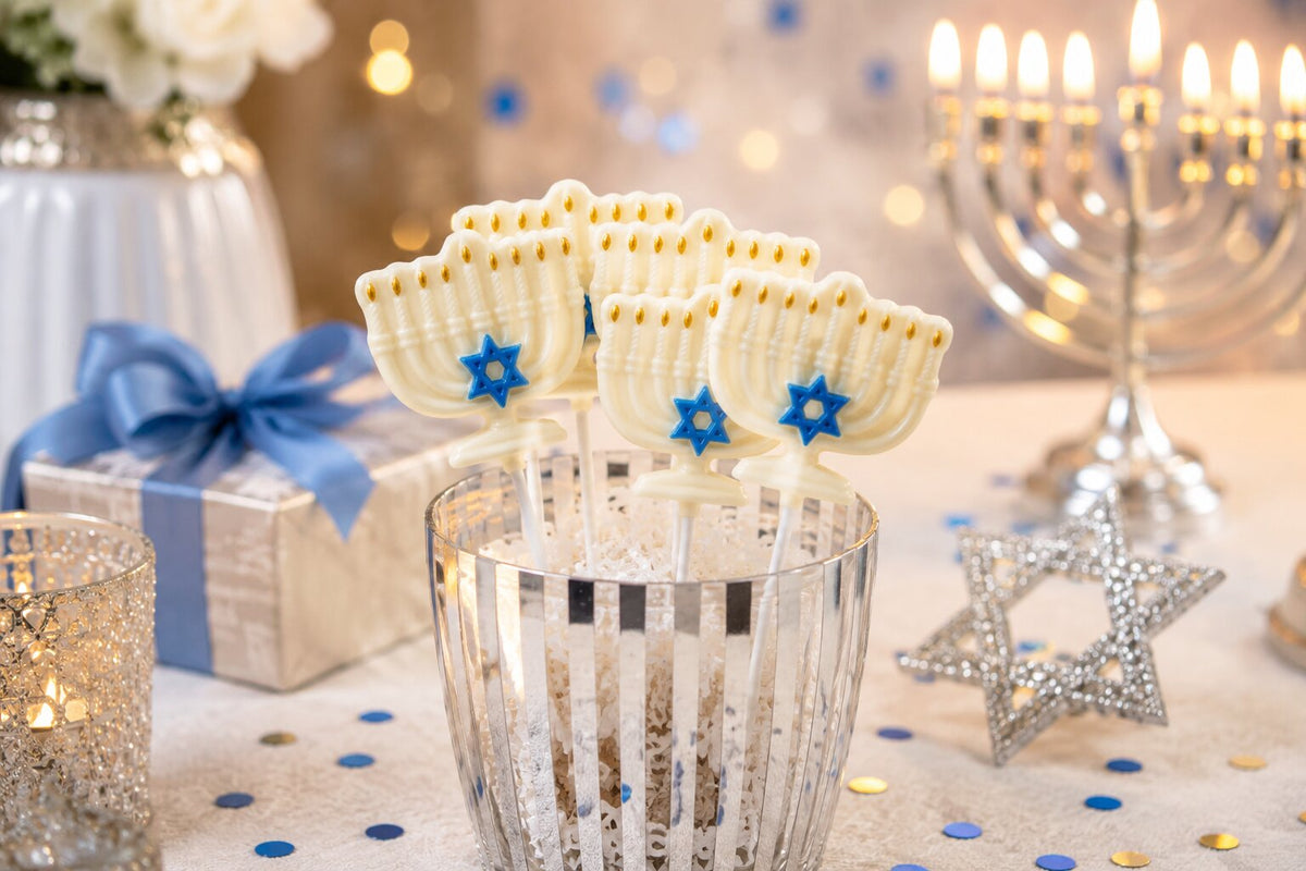 Hanukkah Menorah Chocolate Lollipop | Sensational Sweets