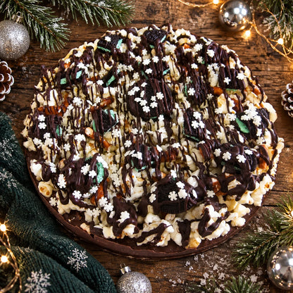 Gourmet Double Mint Chocolate Pizza with Pizazz™ 10" w/Snowflake Decoration