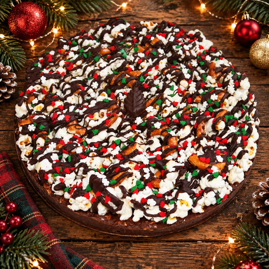 Gourmet Dark Mint Chocolate Pizza with Pizazz™ 10" Christmas Tree Deco