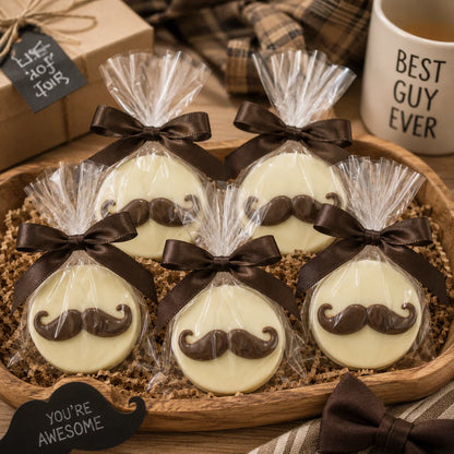 Gourmet Chocolate Molded Oreo® — Mustache, Gift Bag with Bow
