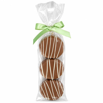 Gourmet Chocolate Dipped Oreos® — 3 Pack White Chocolate Drizzled with Bow