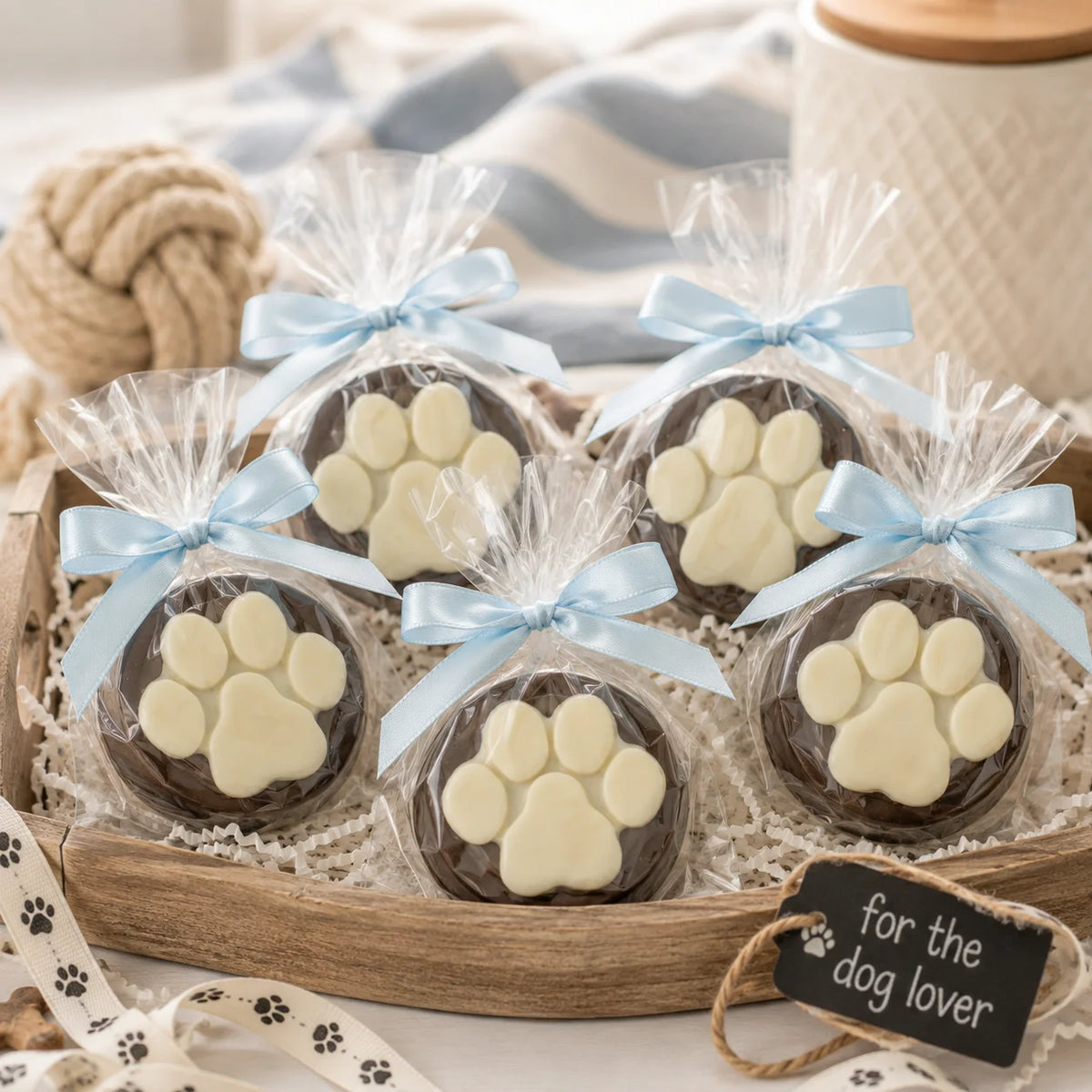 Gourmet Chocolate Molded Oreo® — Paw Print, Gift Bag with Bow