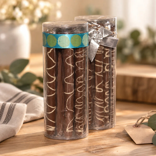 Chocolate Pretzel Rods — 9-Piece Individually Wrapped with Bow