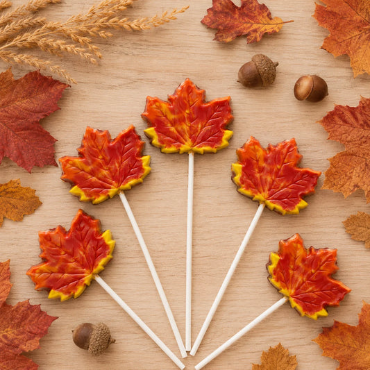 Small Maple Leaf Pollylop® — Chocolate Lollipop