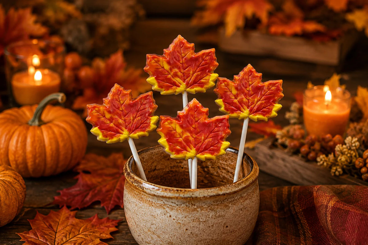Small Maple Leaf Pollylop® — Chocolate Lollipop
