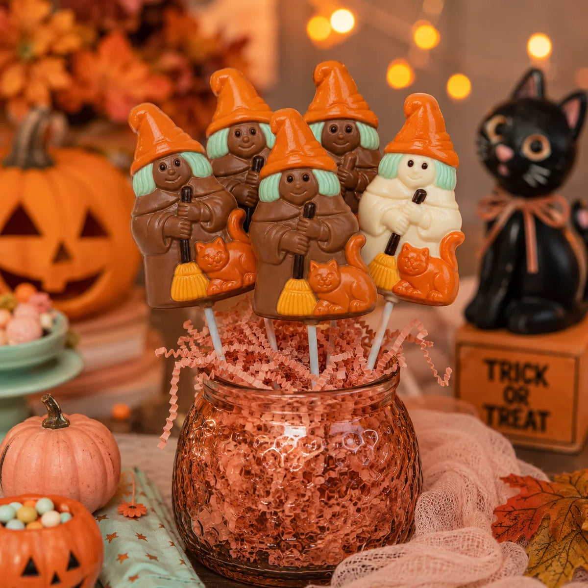 Witch with Cat Pollylop® — Chocolate Lollipop